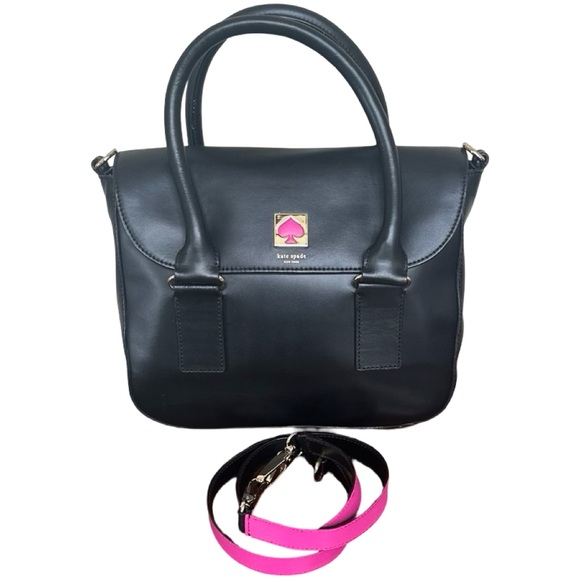 kate spade Handbags - Kate Spade Black and Hot Pink Handbag - EUC